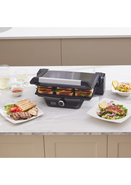 Gastro Diamond Antibakteriyel Döküm Tost Makinesi Shiny Black 6 Dilim Kapasiteli