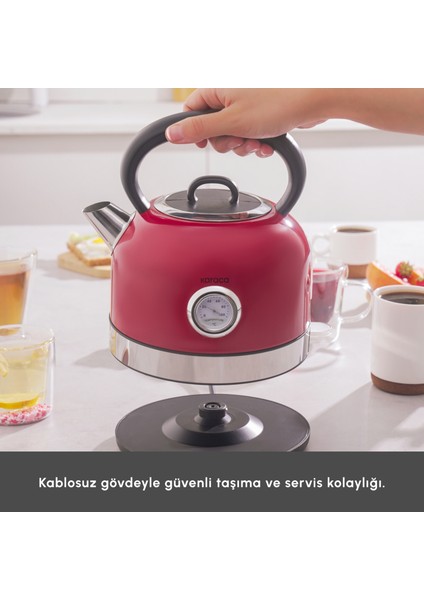 Retro Su Isıtıcısı Kettle 2202 Kırmızı 2200W