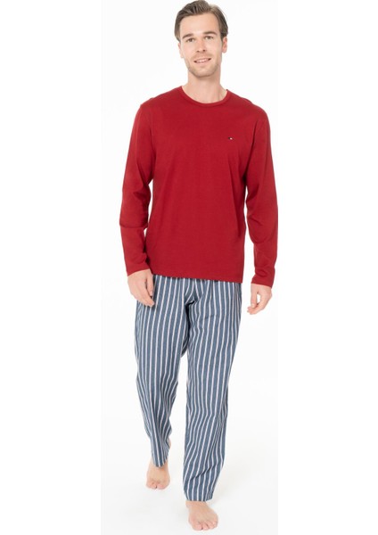 Erkek Pijama Takım, Alt Çizgili, Üst Düz Renk fiyatları