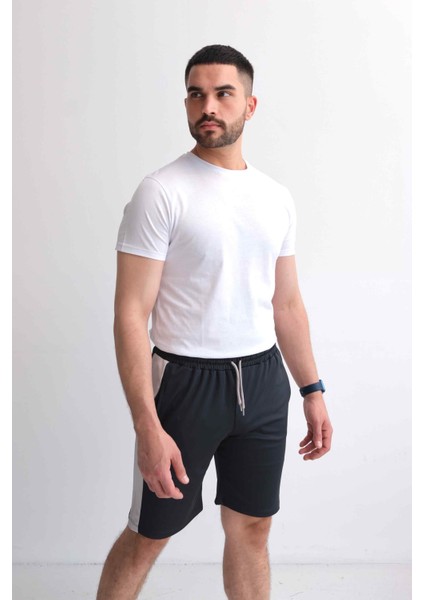 Regular Kalıp Mevsimlik Beli Bağcıklı Parçalı Füme Erkek Şort