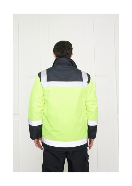 Reflektörlü Fleto Cepli Bondit Iş Kabanı Sarı Lacivert fiyatları