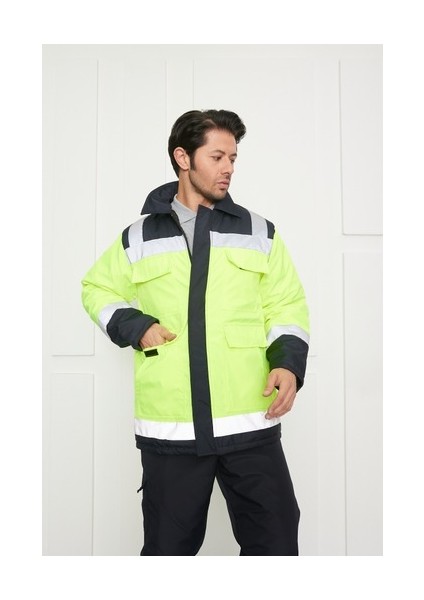 Reflektörlü Fleto Cepli Bondit Iş Kabanı Sarı Lacivert fırsatları