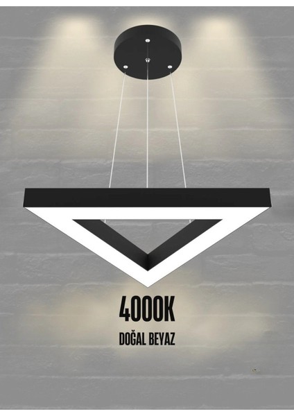 Trıan ( Siyah Kasa, Gün Işığı ) Ledli Modern LED Avize, Salon, Mutfak, Antre, Hol, Masa, Sarkıt