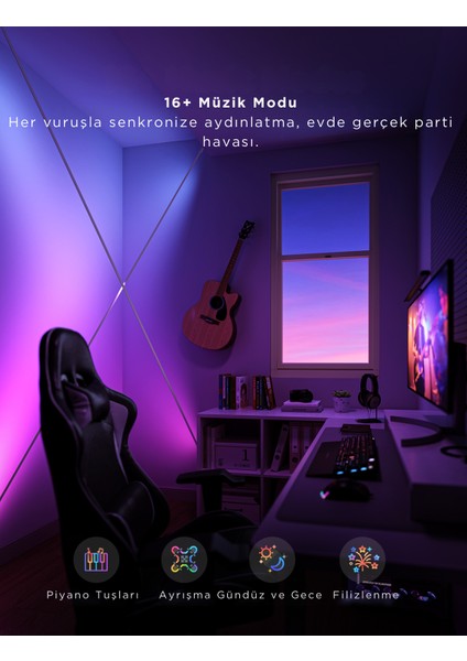Rgbıcww Skyline Duvarlar Arası Kesilebilir LED Şerit - 4 Metre - H61B83H1