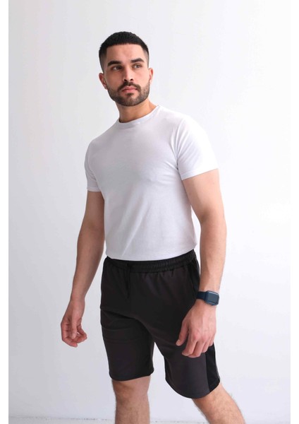 Regular Kalıp Mevsimlik Beli Bağcıklı Parçalı Antrasit Erkek Şort modelleri