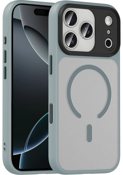 iPhone 17 Pro Max Uyumlu Kılıf Mat Arka Yüzey Wireless Şarj Özellikli Flet M-Safe Kapak