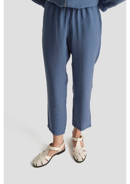 Pul Desenli Fermuarlı Cepli Pantolonlu Ikili Takım-Indigo 25YT670 fırsatları