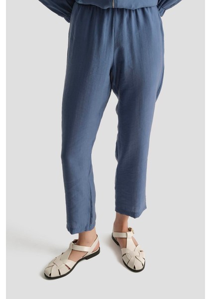 Pul Desenli Fermuarlı Cepli Pantolonlu Ikili Takım-Indigo 25YT670 indirimleri