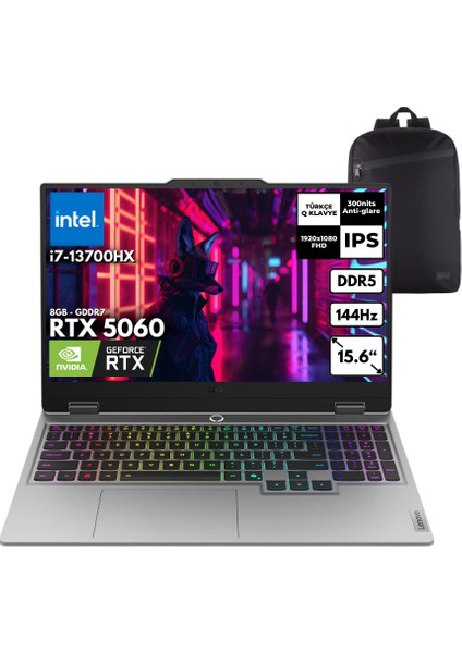 Loq 15IRX10 I7-13700HX 48 -Gbddr5 4 Tbssd RTX5060 (8gb - Gddr7) 15.6" Fhd Freedos + Hmf Sırt Çantası 83JE00LFTRHMF14