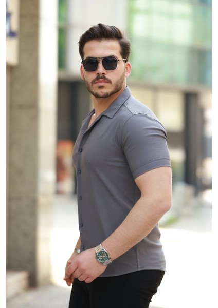 Erkek Apaj Yaka Kısa Kollu Gömlek fiyatları