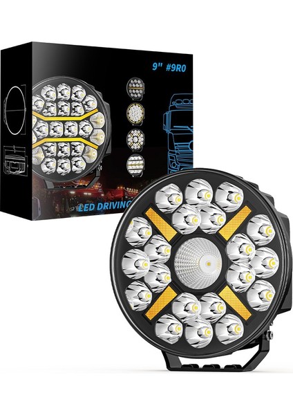 Kamyon Tır 9 Inç Sis Farı Tepe ve Tampon Lambası 100 W Projektör Lamba Gündüz LED Drl Sarı ve Beyaz