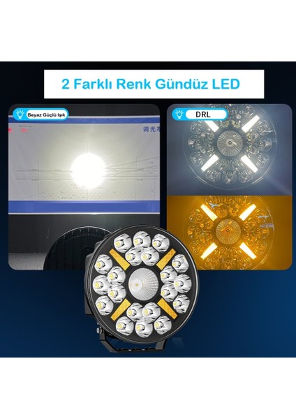 Kamyon Tır 9 Inç Sis Farı Tepe ve Tampon Lambası 100 W Projektör Lamba Gündüz LED Drl Sarı ve Beyaz fiyatları