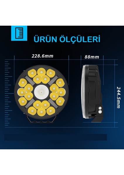 Kamyon Tır 9 Inç Sis Farı Tepe ve Tampon Lambası 100 W Projektör Lamba Gündüz LED Drl Sarı ve Beyaz indirimleri