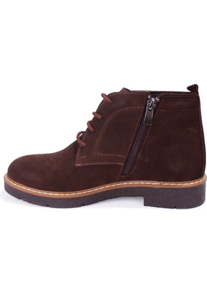 DZA07-1236028 Kahve Süet Günlük Düz Topuk Deri Kadın Bot modelleri