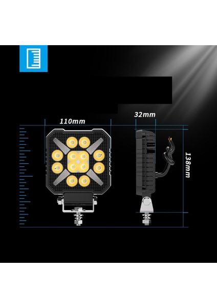Kamyon Iş Makinesi Tepe ve Tampon Çalışma Lambası ve Sis Farı 4 Inç 12-24V Gündüz LED Drl Sarı indirimleri