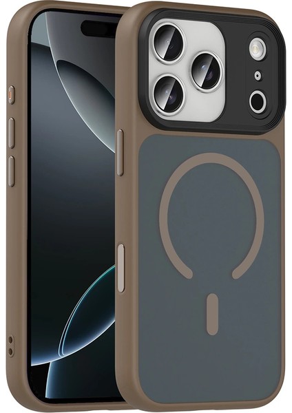 iPhone 17 Pro Max Uyumlu Kılıf Mat Arka Yüzey Wireless Şarj Özellikli Flet M-Safe Kapak