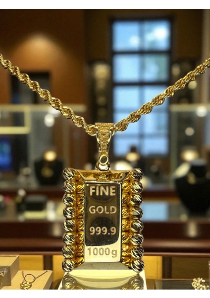 22 Ayar Külçe Model Işıltılı Kolye Ucu