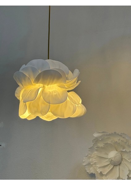Modern Eva Anemon Beyaz Tasarım Sarkıt Avize 30 cm