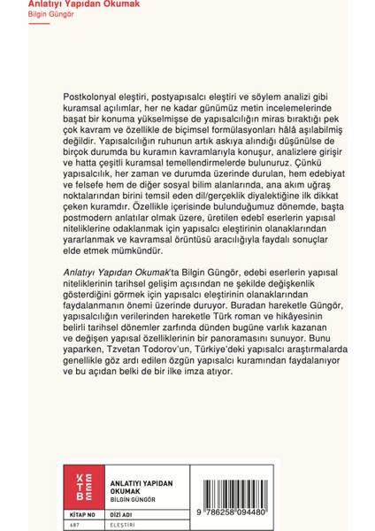 Anlatıyı Yapıdan Okumak - Bilgin Güngör fiyatları