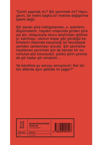 İşitme Mesafesinde Öteki Dil - Yves Bonnefoy fiyatları