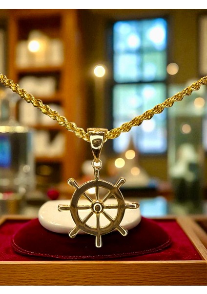 22 Ayar Gemi Dümeni Kolye Ucu