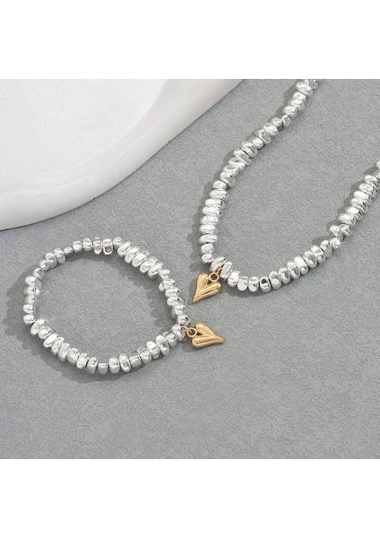 Gümüş Kalp Şeklinde Kolye ve Bileklik Seti (Yurt Dışından) modelleri