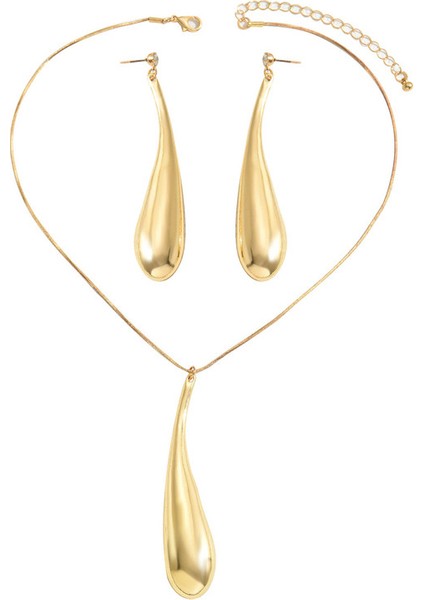 Altın Damla Kolye ve Küpe Seti (Yurt Dışından)