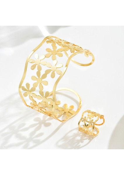 Altın Çiçek Bileklik ve Yüzük Takı Seti (Yurt Dışından) modelleri