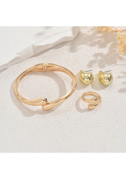 Altın Damla Bilezik, Küpe ve Yüzük Takı Seti (Yurt Dışından) modelleri