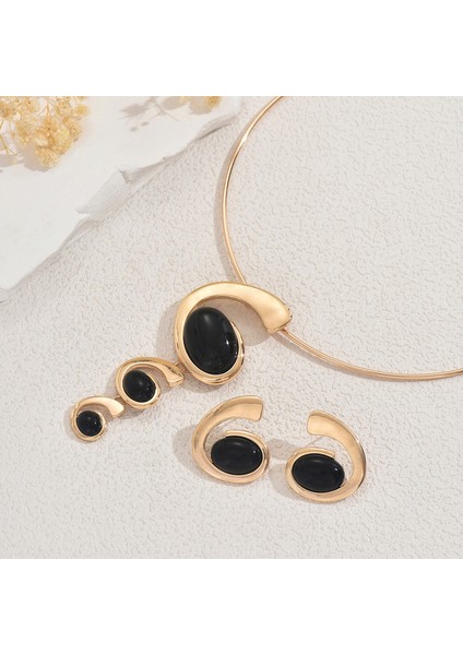 Yapay Taşlı Altın Tonlarında Spiral Kolye ve Küpe Seti (Yurt Dışından) modelleri