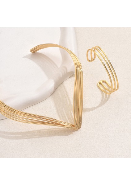 Altın Punk Kolye ve Bilezik Takı Seti (Yurt Dışından) modelleri