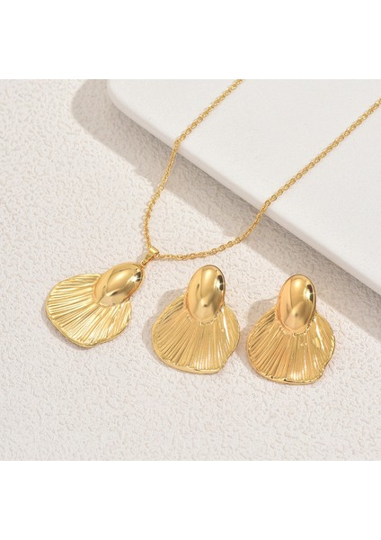 Altın Yaprak Dokulu Kolye ve Küpe Seti (Yurt Dışından) modelleri
