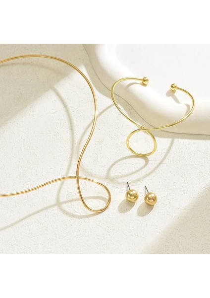 Altın Halka Kolye, Küpe ve Bilezik Takı Seti (Yurt Dışından) modelleri