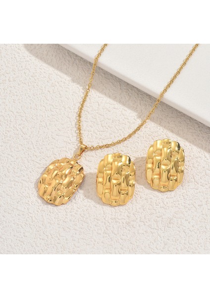 Altın Tonlarında Fırfırlı Kolye ve Küpe Seti (Yurt Dışından) modelleri