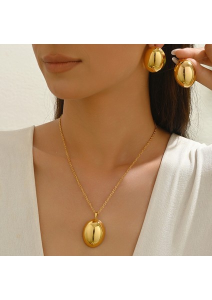 Altın Geometrik Halka Kolye ve Küpe Seti (Yurt Dışından) fiyatları