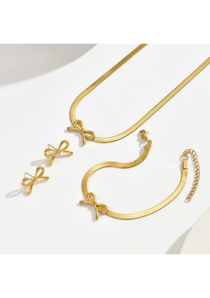 Altın Fiyonklu Kolye, Bileklik ve Küpe Seti (Yurt Dışından) modelleri