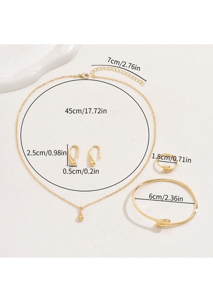 Altın Damla Kolye, Bilezik, Küpe ve Yüzük Takı Seti (Yurt Dışından) fiyatları