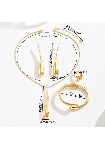 Altın Yağmur Damlası Kolye, Bilezik, Küpe ve Yüzük Takı Seti (Yurt Dışından) fiyatları