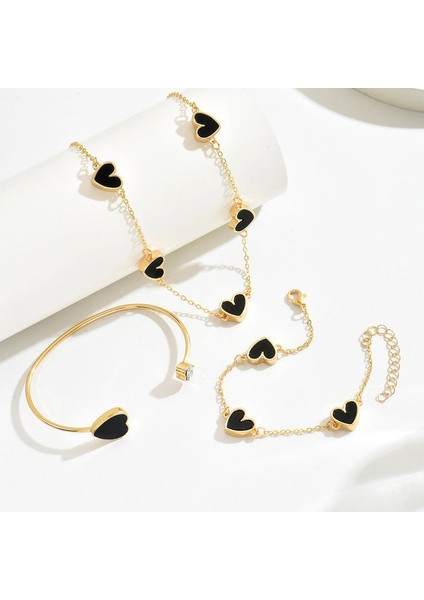 Altın Kalp Kolye, Bilezik ve Bileklik Takı Seti (Yurt Dışından) modelleri