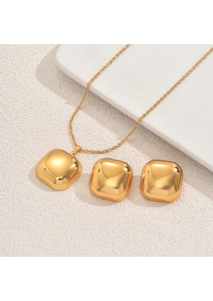 Altın Kare Kolye ve Küpe Seti (Yurt Dışından) modelleri