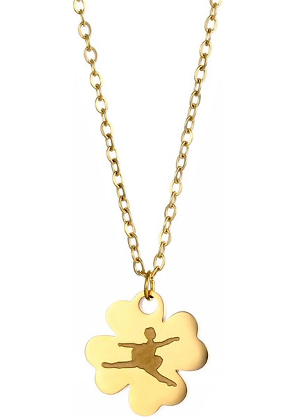 Kadınlar Için Minimalist Spor Serisi Paslanmaz Çelik Dört Yapraklı Çiçek Kolye (Yurt Dışından)