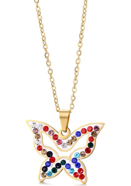 Kadınlar Için Zarif, Işıltılı Kelebek Şekilli Zirkon Taşlı Kolye (Yurt Dışından)