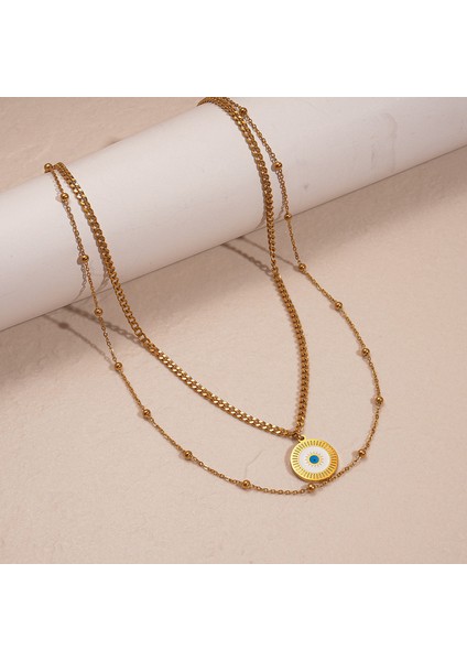 Premium Retro Kişiselleştirilmiş Titanyum Çelik Çift Katmanlı Kadın Kolyesi (Yurt Dışından) fiyatları