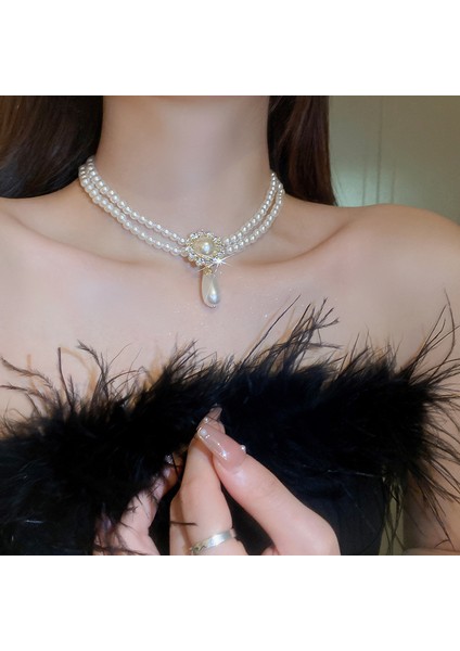 Mizaç Retro Çift Sıra Yapay Inci Kadın Köprücük Kemiği Kolye (Yurt Dışından) fiyatları