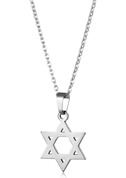 Kadınlar Için Sade Geometrik Altıgen Yıldız Kolye Ucu Paslanmaz Çelik Kolye (Yurt Dışından)