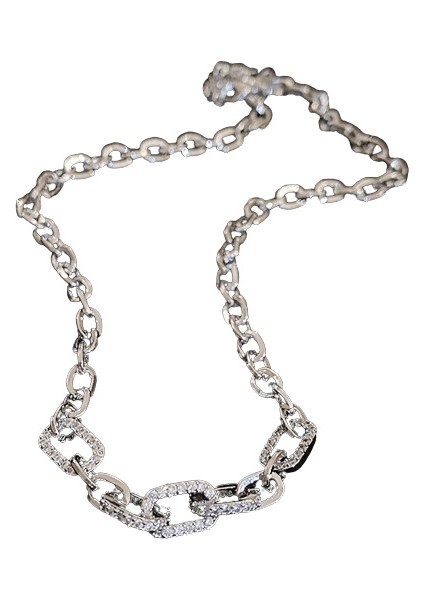 Moda Basit Zirkonya Zincir Geometrik Kadın Köprücük Kemiği Kolye (Yurt Dışından)