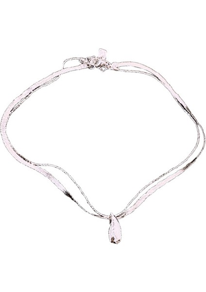 Mizaç Basit Gümüş Alaşımlı Çift Katmanlı Kadın Köprücük Kemiği Kolye (Yurt Dışından)