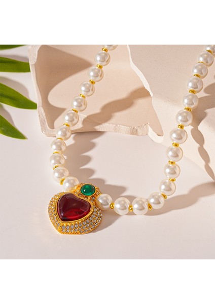 Vintage Zarif Yapay Inci Kalp Kolye Kadın Köprücük Kemiği Kolyesi (Yurt Dışından) fiyatları