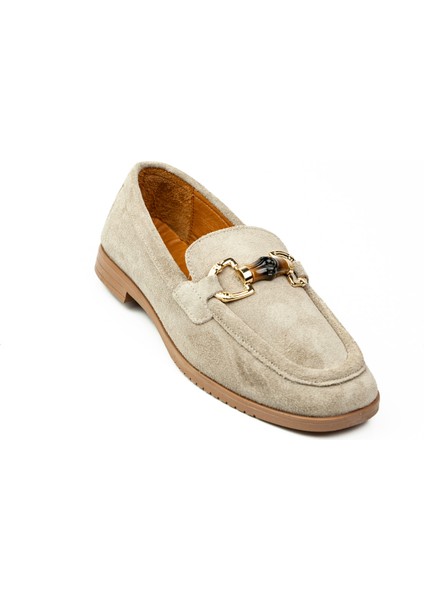 Babalı 016 Moda Arena Bej Süet Deri Kollej Kadın Günlük Ayakkabı