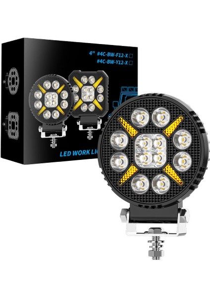 Arazi Aracı Tepe ve Tampon Çalışma Lambası ve Sis Farı 4 Inç 12-24V Gündüz LED Drl Sarı